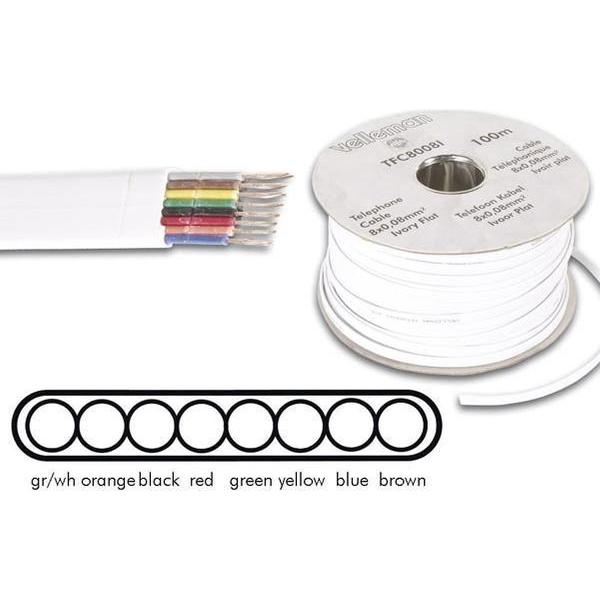 Telefoonkabel 8 X 0.08Mm Wit Plat