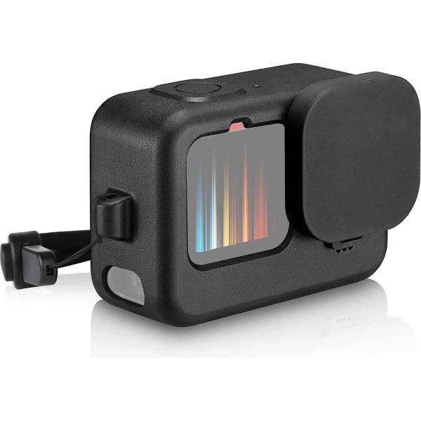 PULUZ voor GoPro HERO9 zwarte siliconen beschermhoes + POM zijinterface-afdekking met polsband en lensafdekking (zwart)