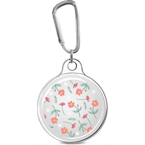 Apple AirTag Sleutelhanger TPU Bescherm Hoes met Bloemenprint Oranje