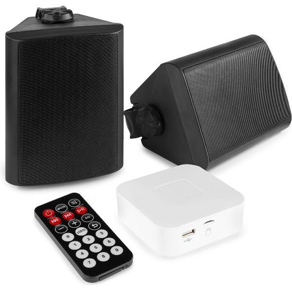 Buitenspeakers - Power Dynamics Bluetooth speakerset met 2 speakers voor buiten (5 inch) voor tuin, terras, etc. - Zwart