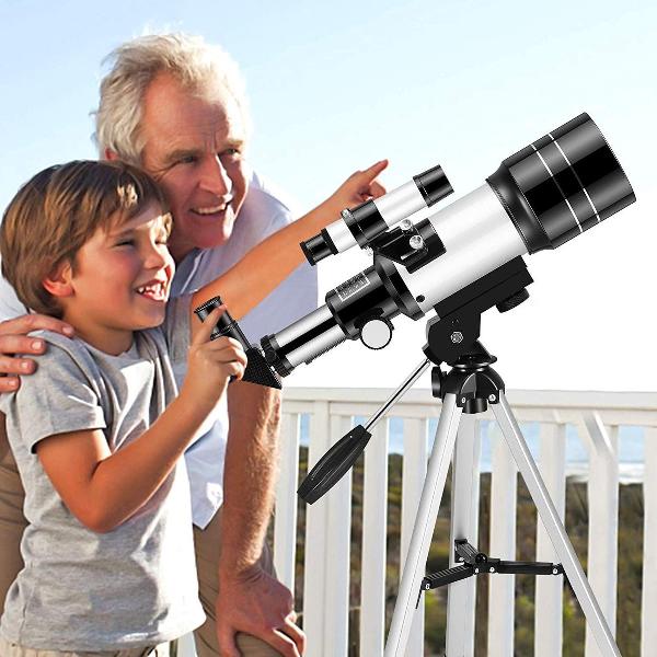 Sterrenkijker - ZINAPS portable Telescoop für Kinder und Anfänger 70 mm astronomisches Teleskop 150 fache Vergrößerung Unterstützung der Mobiltelefonverbindung mit Bardenfilm, Mondfilter, Handyhalter und Rugzak