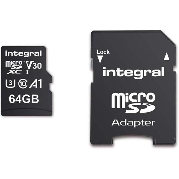 Integral INSDX64G-100V30 64GB SD CARD SDXC UHS-1 U3 CL10 V30 UP TO 100MBS READ 45MBS WRITE flashgeheugen UHS-I