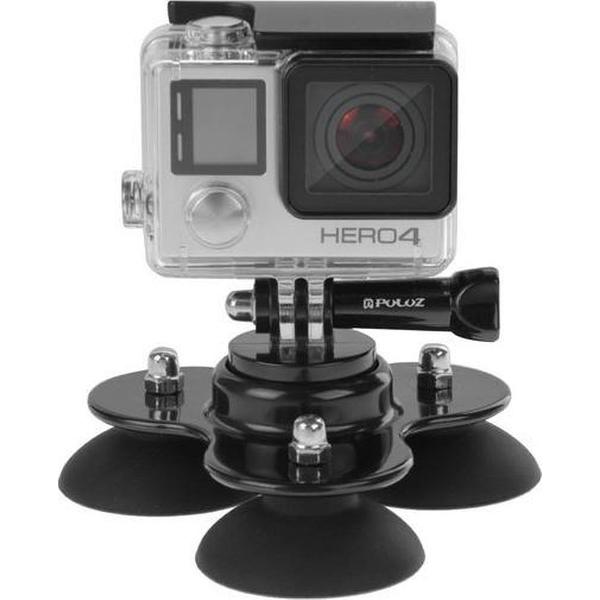 GadgetBay PULUZ Driehoekige Zuignaphouder met schroef mini statief voor GoPro HERO 6 5 5 Sessie en 4 Sessie - Zwart
