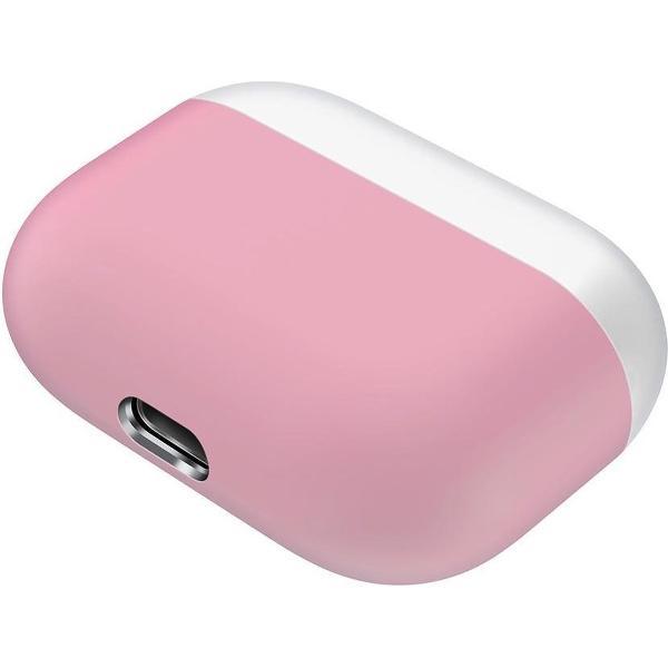 Case Cover Voor Apple Airpods Pro- Siliconen design-Wit-Roze Watchbands-shop.nl