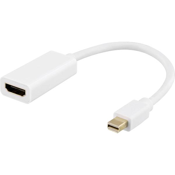 DELTACO DP-HDMI46 - Mini DisplayPort mannelijk naar HDMI vrouwelijk adapter, DisplayPort dual-mode, 4K UHD, 3840x2160 op 60Hz, 0.2m, wit