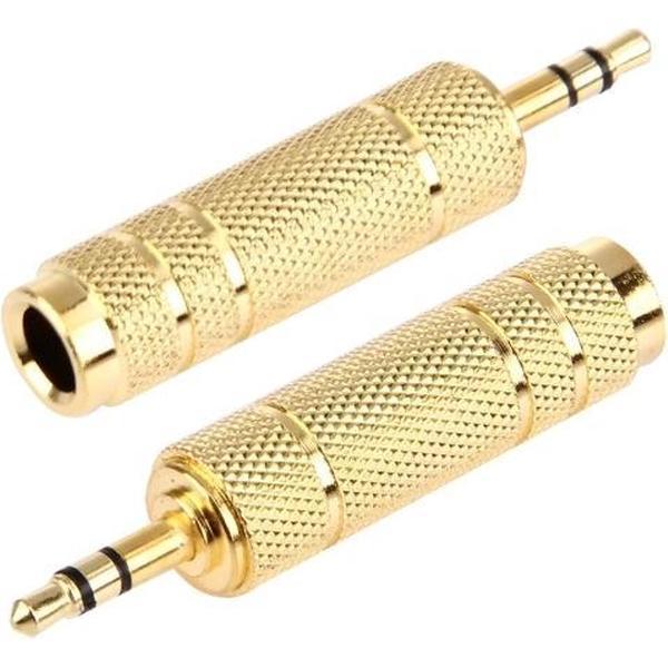 3.5MM Male Aux naar 6.35MM Female Microfoon Aansluiting Adapter|Gold Plated|Premium Kwaliteit