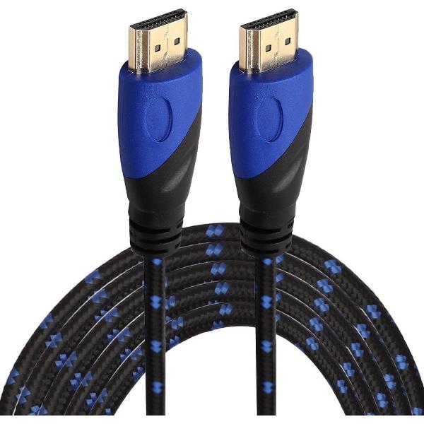 HDMI kabel 5 meter - HDMI naar HDMI - 1.4 versie - High Speed - HDMI 19 Pin Male naar HDMI 19 Pin Male Connector Cable - Nylon blue line