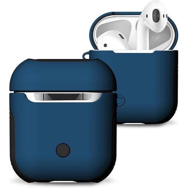 AirPods hoesje van By Qubix - AirPods 1/2 hoesje soft grip - hard case - blauw - Schokbestendig