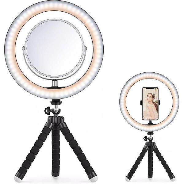 PIXMY ® - Ringlamp met statief - 10 INCH - spiegel, telefoonhouder, tafelstatief, Nederlandse handleiding