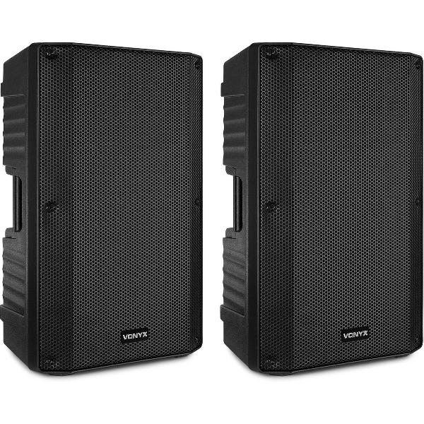 Speakers - Vonyx VSA120S speakerset met ingebouwde versterker, Bluetooth en mp3 speler - 800W - Plug and play - Voor muziek, zang en spraak!