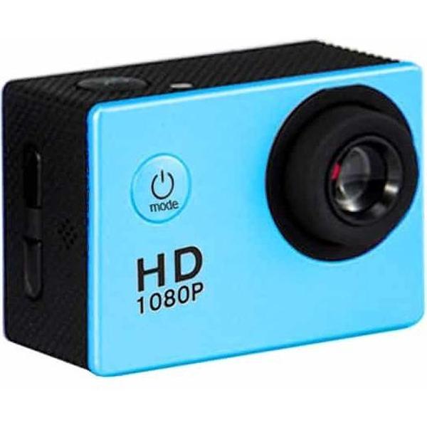 HAMTOD HF40 Sportcamera met 30 m onderwaterbehuizing, Generalplus 6624, 2,0 inch LCD-scherm (blauw)