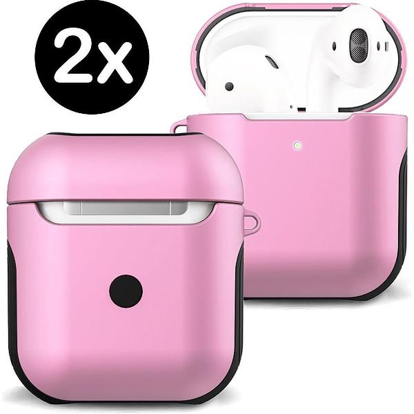 Hoesje Voor Apple AirPods 1 Case Hoes Hard Cover - Licht Roze - 2 PACK
