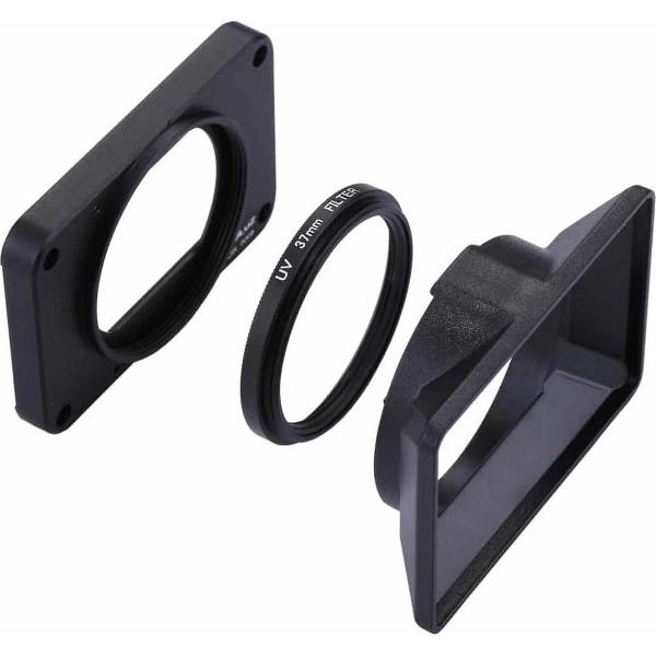 PULUZ voor Sony RX0 aluminium frontpaneel + 37mm UV-filterlens + lens zonnescherm met schroeven en schroevendraaiers (zwart)