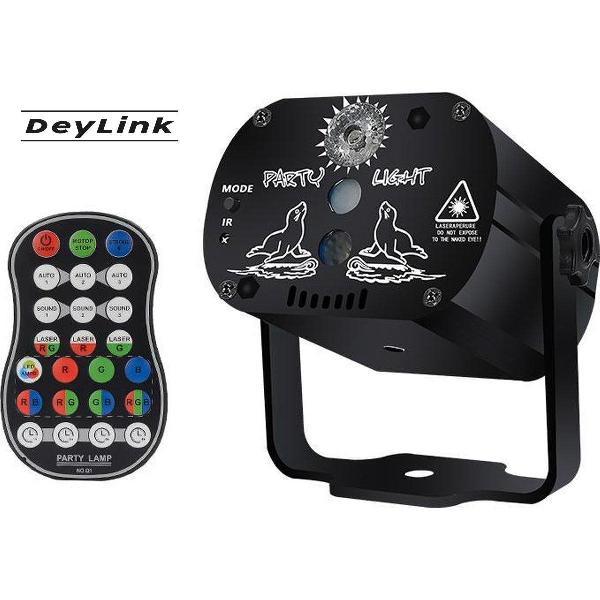 PartyLaser - Stroboscoop - Projector Groen Rood LED - Sterrenhemel - Op Geluid - Discolaser