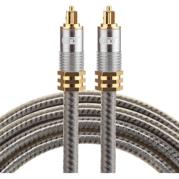 ETK Digital Optical kabel 1 meter / toslink audio male to male / Optische kabel metaal - Grijs