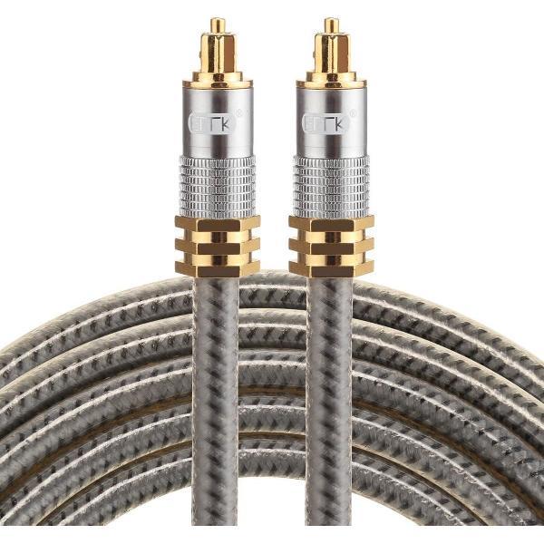 ETK Digital Optical kabel 2 meter / toslink audio male to male / Optische kabel metaal - Grijs
