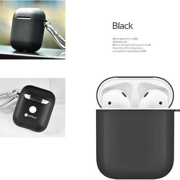 Silicone Case Cover Hoesje geschikt voor Apple AirPods 2 / 1 - Zwart