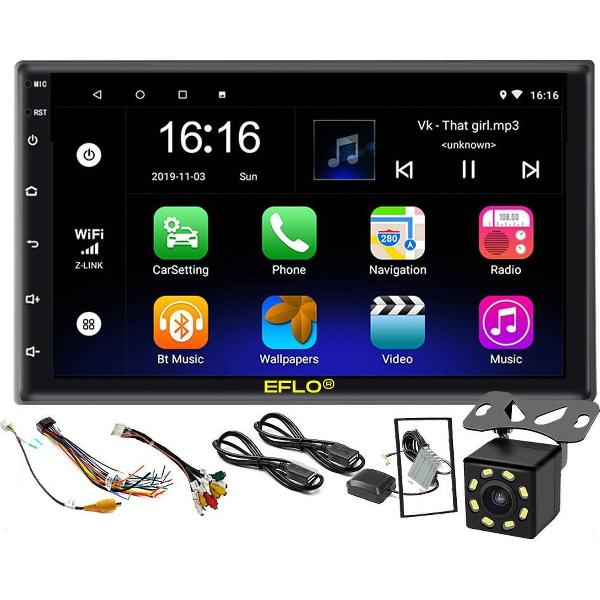 EFLO® Autoradio met Bluetooth, USB en Navigatie - Wifi - AUX - Touchscreen - HD Parkeercamera - MP5