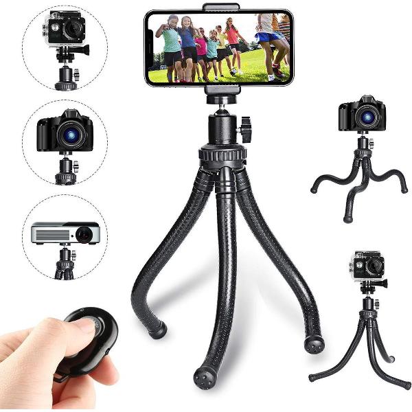 YONO Tripod Smartphone Statief met Afstandsbediening – Octopus Driepoot Standaard GoPro en Camera – Universeel – Flexibel