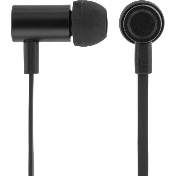 STREETZ HL-W109 In-ear oordopjes met microfoon en antwoordknop - IP67 Waterdicht - 1,2m platte kabel - Zwart