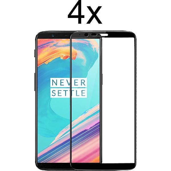 OnePlus 5T Screenprotector - Beschermglas OnePlus 5T Screen Protector Glas - Screenprotector OnePlus 5T - Full cover - 4 stuks