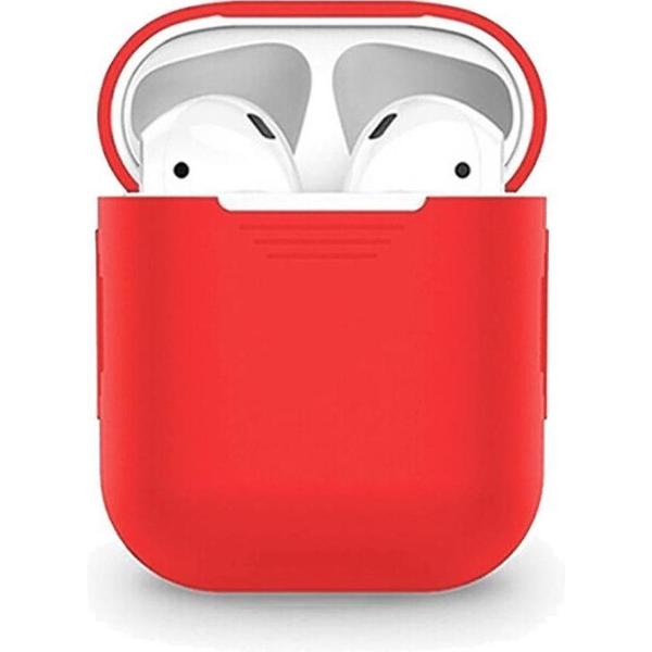AirPods Hoesje - Siliconen Bescherm Case Hoesje - Rood - Smartphonica