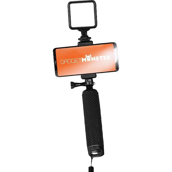 GadgetMonster GDM-1021 - Vlogging Stick - Vlogging standaard met LED lamp - Selfie stick met LED