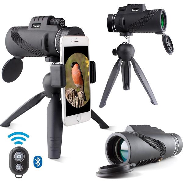 Dieux® - Monokijker - Monoculair Verrekijker - 10x42 - Spotting Scope - Vogelkijker - Compact – Draagbaar - Smartphone adapter – Waterdicht – Afstandsbediening - Bluetooth - Statief - Fotografie – Filmen