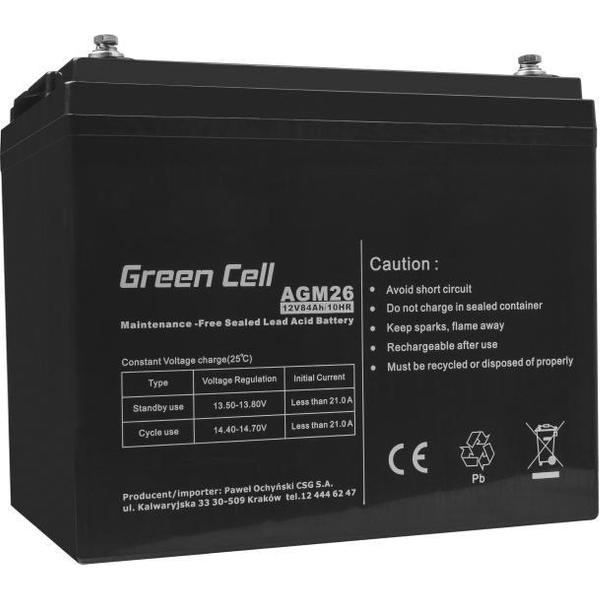 Green Cell 12V 84Ah VRLA AGM accu met B4 Terminal
