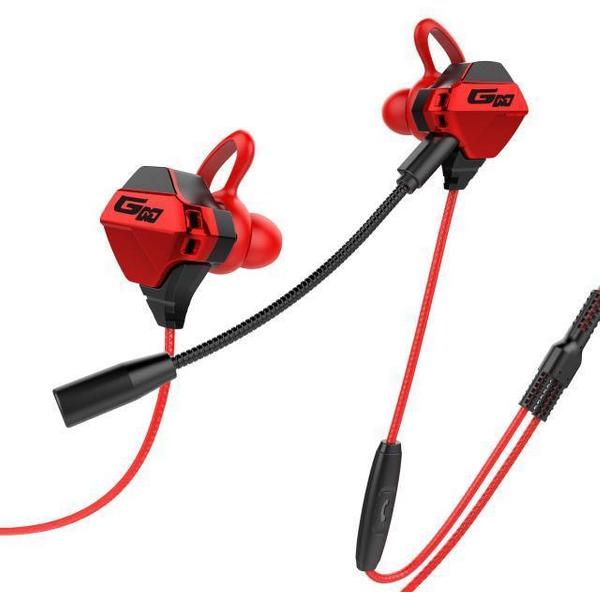 Gaming In-ear oordopjes met Microfoon - PC - PS4 - Mobiel - Tablet - Laptop - Zwart - rood/grijs