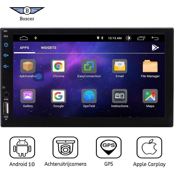 Boscer® 2Din Autoradio | Android 10 | Apple Carplay | Android Auto | Navigatiesysteem | 7' HD touchscreen | Achteruitrijcamera & Externe Microfoon