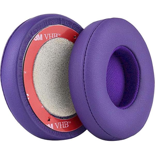 Luxe Lederen Oorkussen Set Voor Beats By Dr. Dre Solo 2/3 Wireless - Vervangende Koptelefoon Earpads - Oor Kussens - Ear Pads - Oorkussens Met Noise Cancelling Memory Foam Binnenlaag - Paars