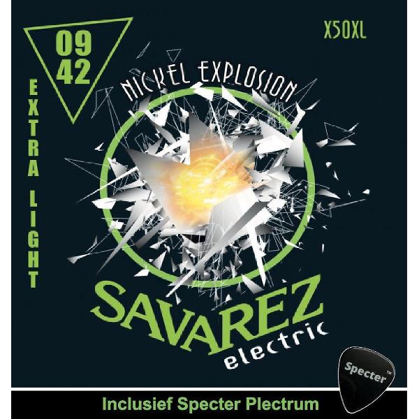 Savarez X50XL Premium Gitaarsnaren Voor De Elektrische Gitaar Met Specter Plectrum | Snarenset | Elektrisch | Stalen Snaren