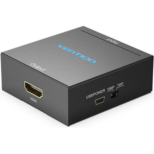 Vention RCA naar HDMI converter - HDMI aansluiting - RCA naar HDMI kabel - Tulp AV naar HDMI - 1080p kwaliteit - Zwart