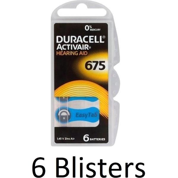 36 stuks (6 Blisters a 6 st) Duracell Duralock Hearing Aid 675 Blauw