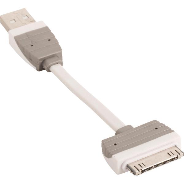 Bandridge 30-pins Apple Dock naar USB-A kabel - USB2.0 - tot 2A / wit - 0,10 meter