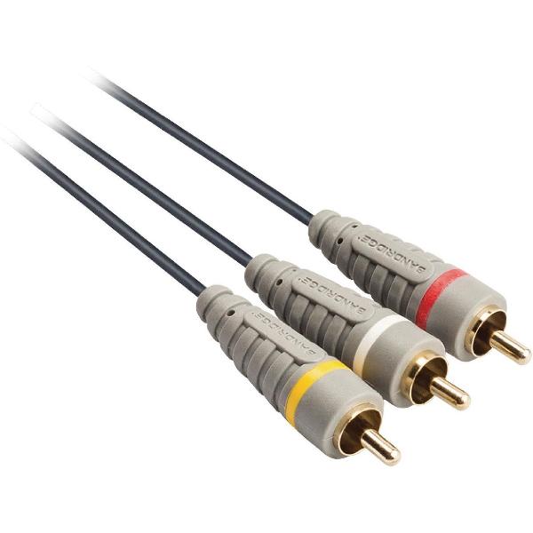 Bandridge - Composiet stereo video Kabel - 3x RCA male -> 3x RCA male - 10 meter