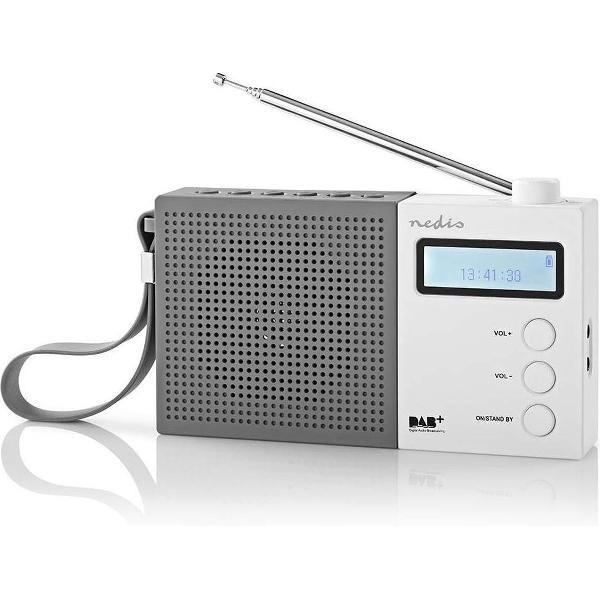 Nedis portable DAB+ radio met klok en wekker / grijs/wit