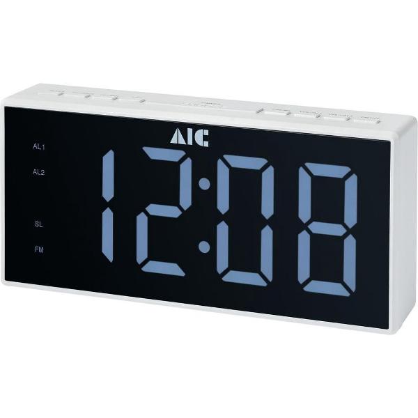 AIC 48XXL stijlvolle wekkerradio met groot display - Dimbaar licht - AM/FM radiofunctie - Wit