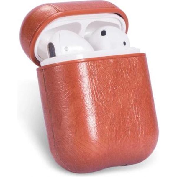 Drphone PL1 Case – Airpods 1 / Airpods 2 – Classic – Pu Leer – Hoogwaardige PU Lederen – Bruin