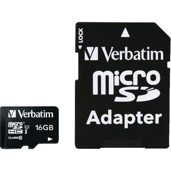 Verbatim, MicroSDHC Card 16GB CLASS 10 + Adaptor