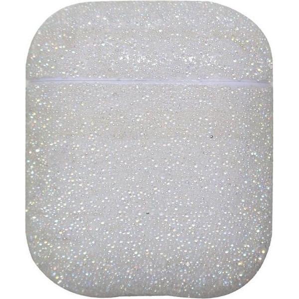 Airpods Hoesje | Airpods Case | Wit met Glitter Diamantjes (Zirkonia)