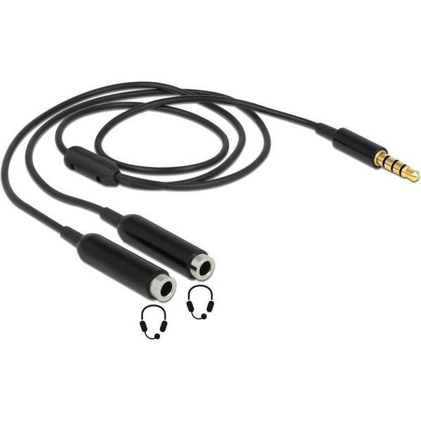 Delock 65575 Jackplug Audio Y-kabel [1x Jackplug male 3.5 mm - 2x Jackplug female 3.5 mm] 25.00 cm Zwart