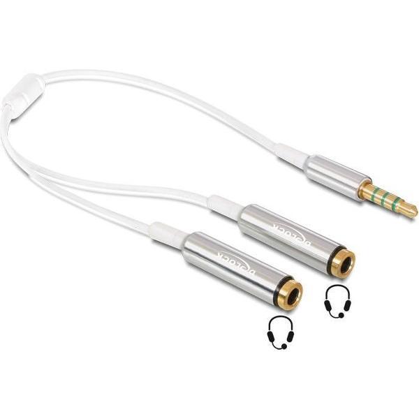 DeLOCK 3,5mm Jack 4-polig audio splitter / slim kabel - wit - 0,25 meter