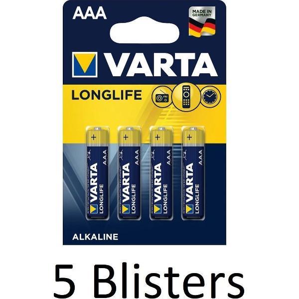 20 Stuks (5 Blisters a 4 st) Varta Longlife AAA Batterijen