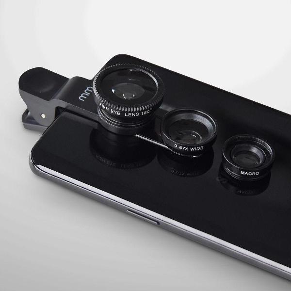 MikaMax Smartphone Camera Lens - Opzetlens Smartphone/Tablet - Smartphone Lens - 3 in 1 Lens - Universeel