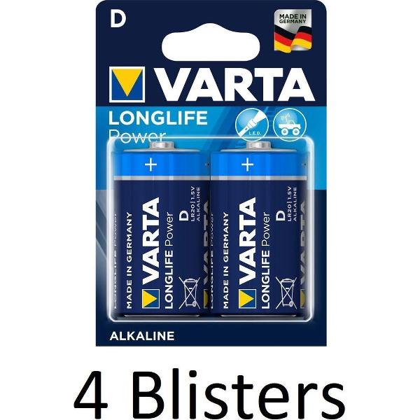 8 Stuks (4 Blisters a 2 st) Varta Longlife Power D Batterijen