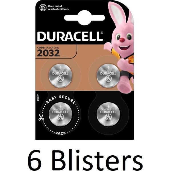 24 Stuks (6 Blisters a 4 st) Duracell 2032 Lithium-knoopcelbatterij