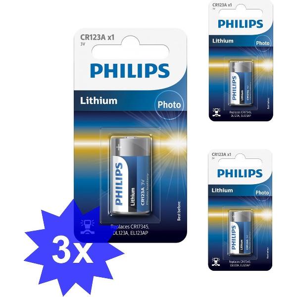 Philips CR123 Lithium Photo 3V 1500mAh - 3 Stuks