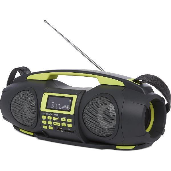 Nikkei NGB3601GN - Draagbare boombox FATBOY met Bluetooth, Radio, USB, SD, Aux-in en Powerbank functie - Zwart/Groen